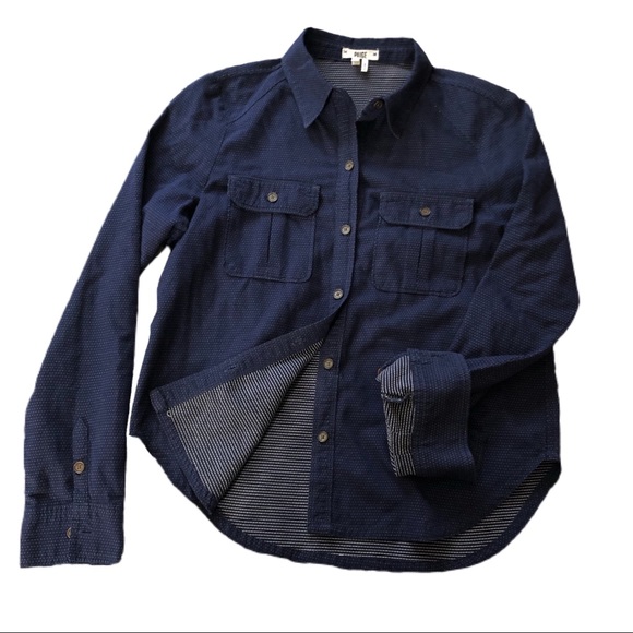 Paige Kadie Blue Button Down Polka Dot Shirt - Picture 3 of 7